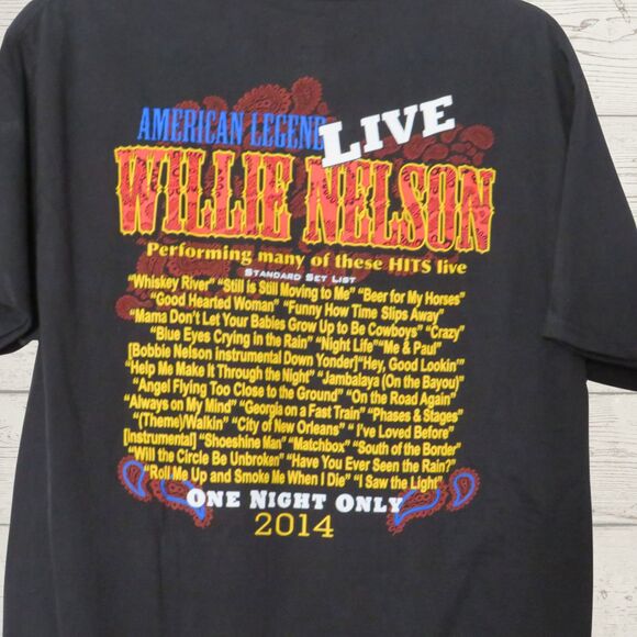 Willie Nelson Black T-Shirt Live 2014 Concert Sz M Unisex - Picture 4 of 9